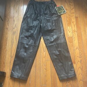 Vintage 90s Avanti chino ankle sexy black leather pants size 8 new with tags